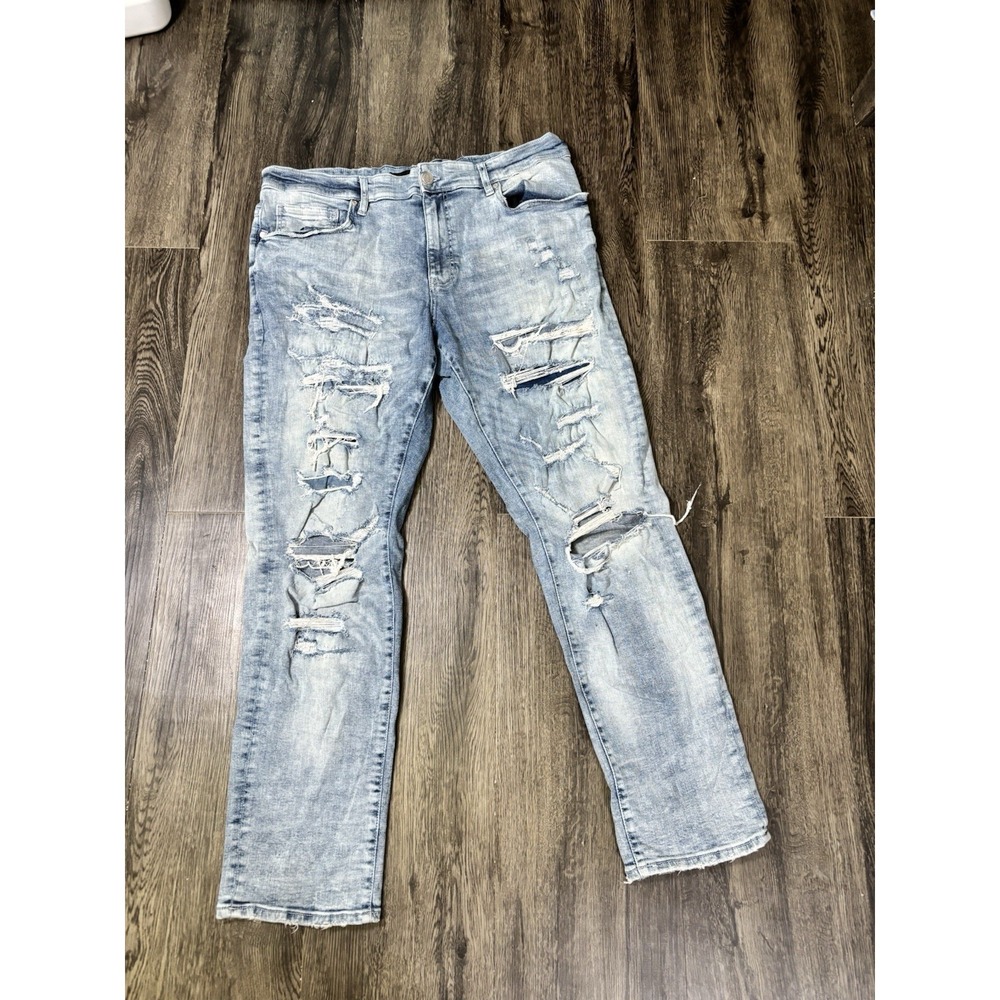 Jordan Craig Legacy Edition Collins Denim Blue Jean  Sz 40x32 Distressed Ripped